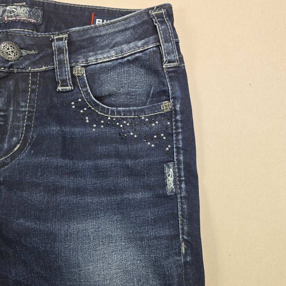 Silver Jeans Suki Super Skinny Rhinestone Mid Rise Dark Wash Womens 29x31 - Picture 5 of 14